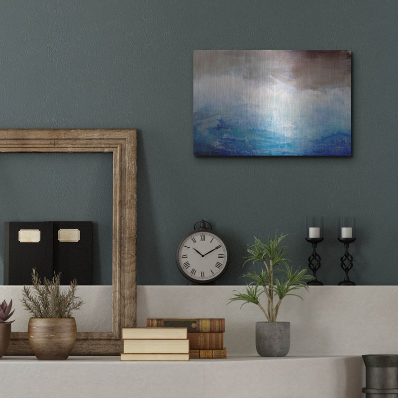 Ivy Bronx «Ombre Blue» par Karen Hale, art mural en métal, H 12 po x l 16 po