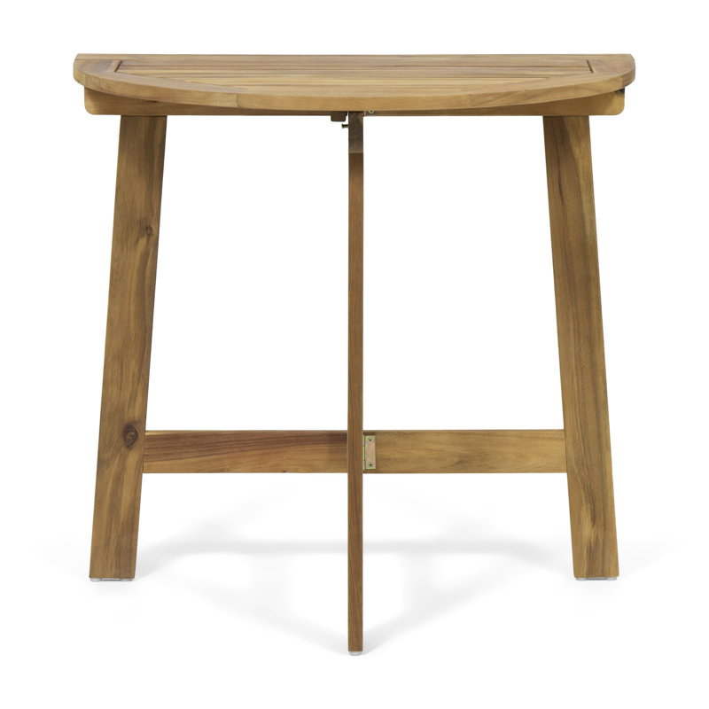 Natural Wood Bistro Table, Foldable For Effortless Storage Half-Round Design, Functionality
