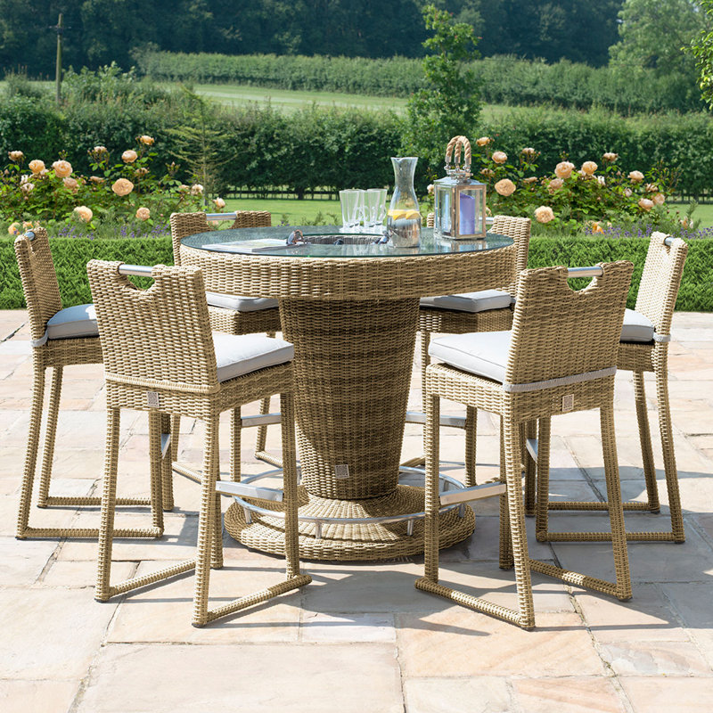 Lotta 6 Seater Round Rattan Bar Set - with Ice Bucket