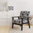 Cobalt Blue Scrollwork Swirls Victorian Pattern II - Upholstered Floral Accent Chair-1244380805