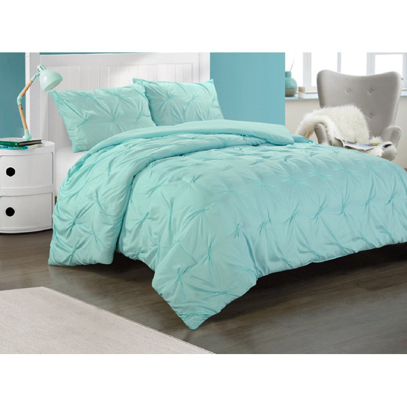 Ensemble d'édredon en microfibre Andes, Édredon simple + 1 Taie décorative, Bleu sarcelle