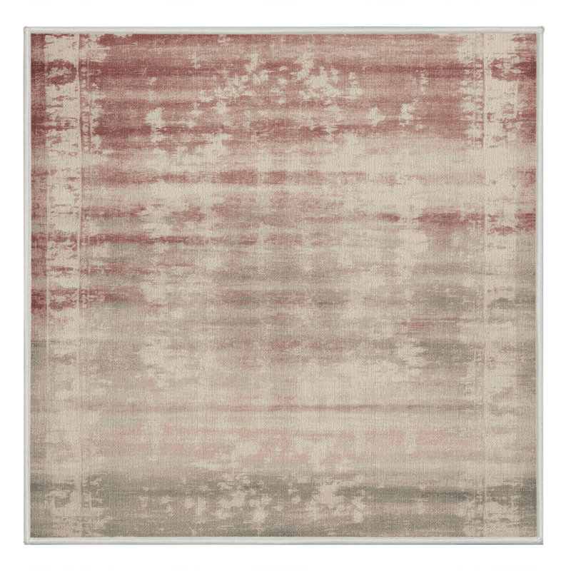 Machine Washable Overdyed Beige Area Rug, Square 7'