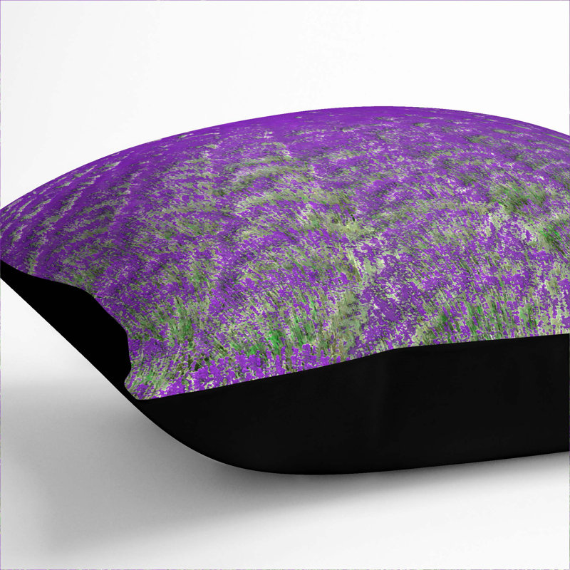 Field of Lavender Cushion with Filling, Black, 55cm H x 55cm W x 20cm D