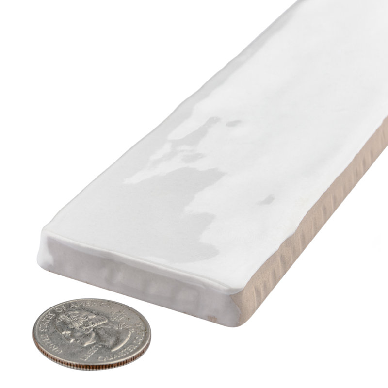 Chester 2" x 10" Ceramic Brick Look Subway Tile, Glossy White