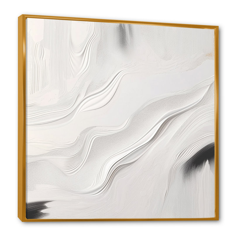 «White and Grey Ripples Of Stone V», impression sur toile encadrée en marbre abstrait, H 16 po x l 16 po x P 1 po
