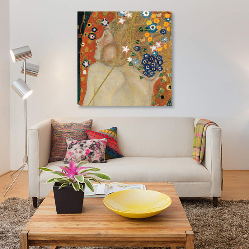 « sea serpents, square details ii » par gustav klimt,, impression sur toile tendue, H 12 po x l 12 po x P 1,5 po