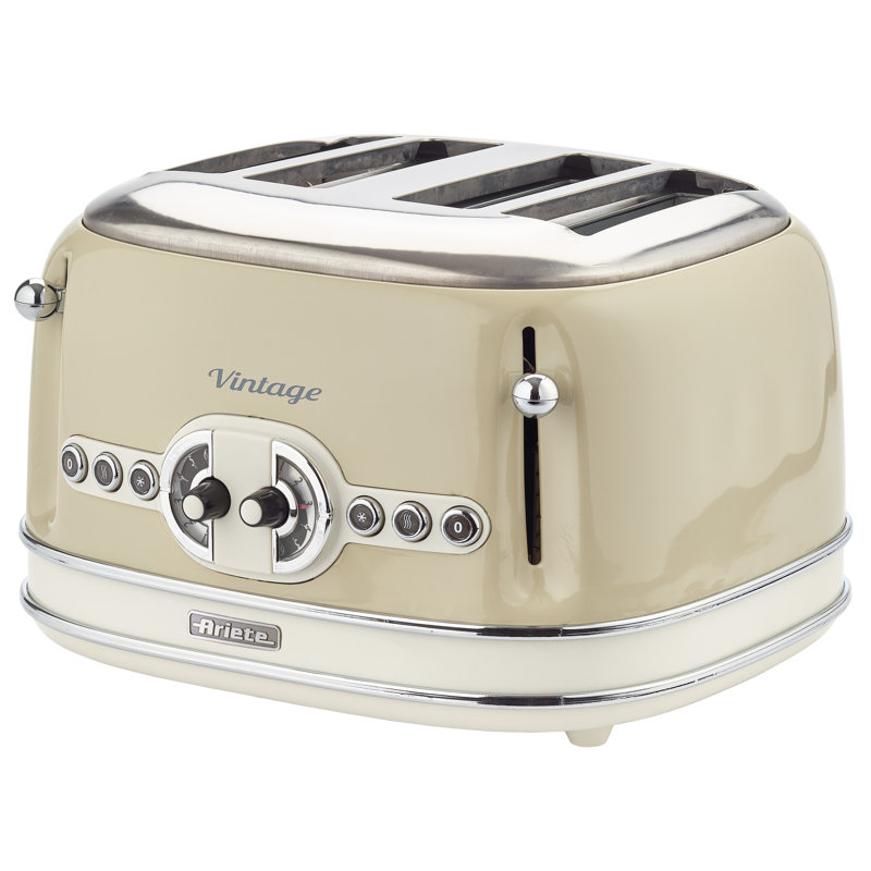 Ariete Vintage 1.7L Stainless Steel Jug Kettle with 4 Slice Toaster Set, Cream