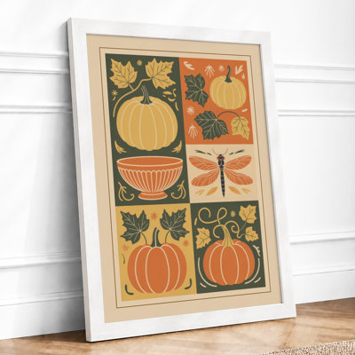 Autumn Harvest Grid Rustic - Framed Print