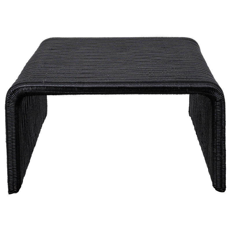 Table basse carrée en rotin Adam-John tissé noir, Noir