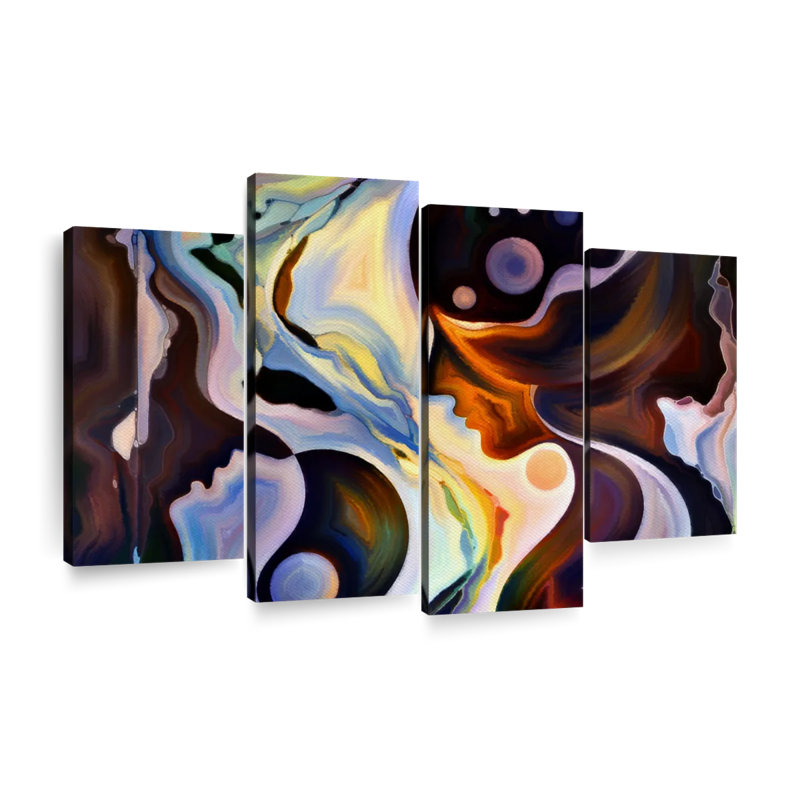 Abstrait art mural abstrait sur toile, H 22 po x l 36 po x P 1 po