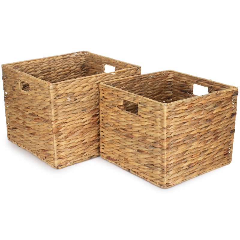 Wicker Square 2 Piece Storage Basket Set