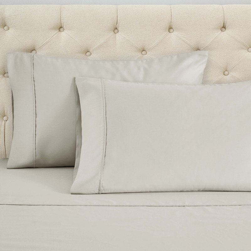 1500 Thread Count Ultra Soft Cotton Blend Sateen Pillowcase Set, Standard Pillowcase, Silver