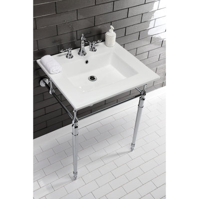 Edwardian Ceramic Rectangular 25" Console Bathroom Sink