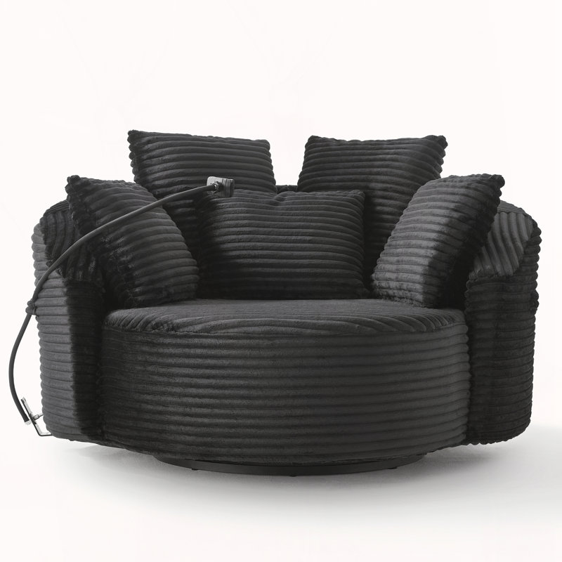 360° Swivel Chair Accent Barrel Chair, Black