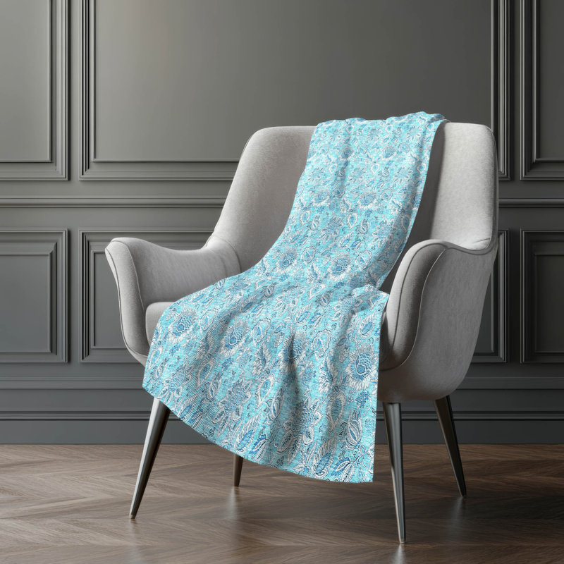 Jeté floral Sherpa ASB662 Addison, Turquoise