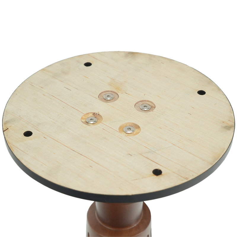 Φ Table de salle à manger ronde rétro en noyer de 80 cm avec base en laiton et bois massif. Table avec pieds en bois et base dorée, table pour 2 personnes pour petit espace