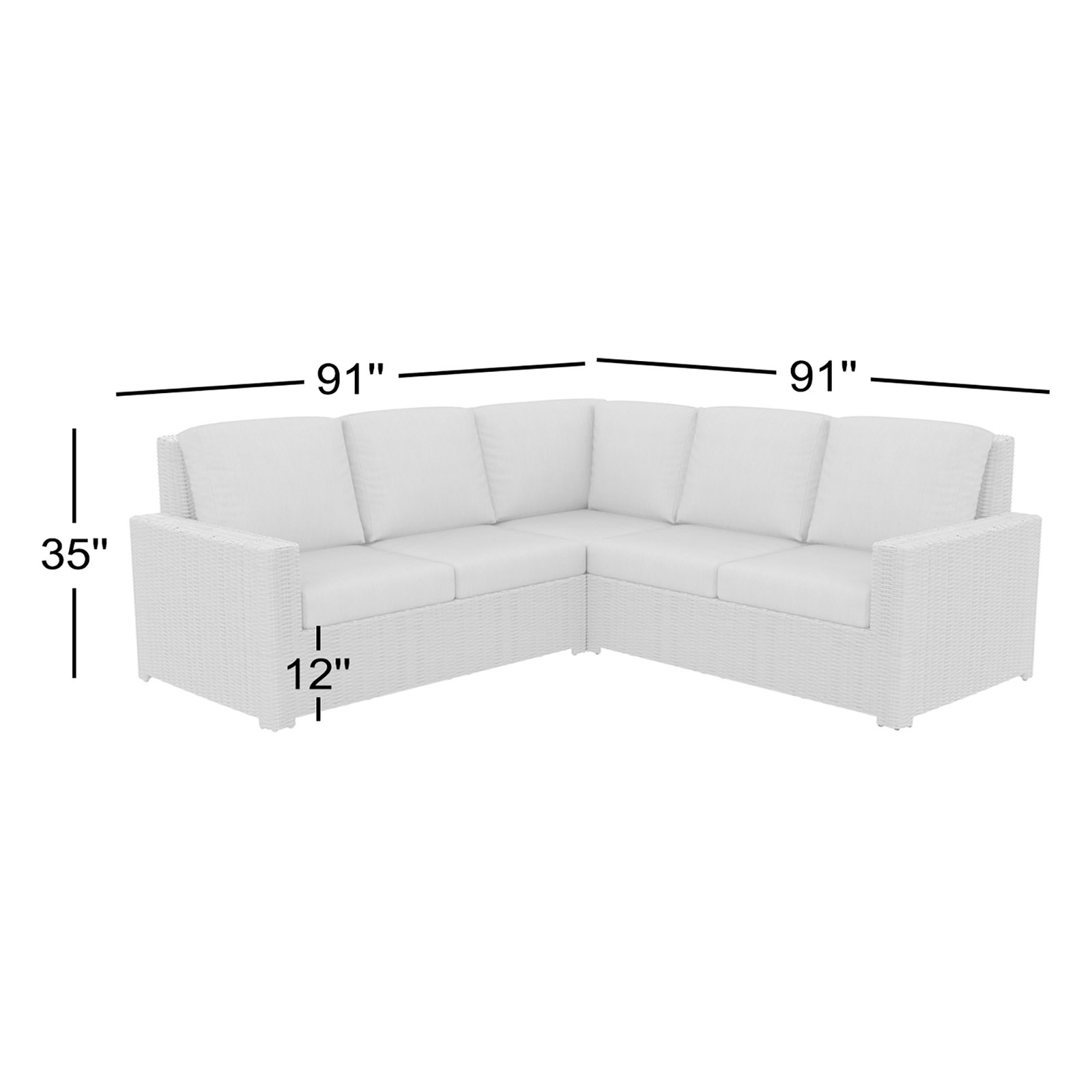 Henri 91" Patio Sectional Set, Canvas Granite