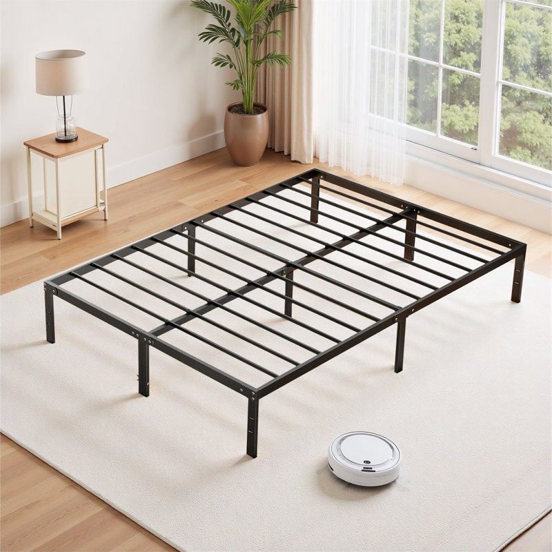 Metal Platform Bed Frames Mattress Foundation With Steel Slat Support, No Box Spring Needed, Storage Space Under Base, Easy Assembly