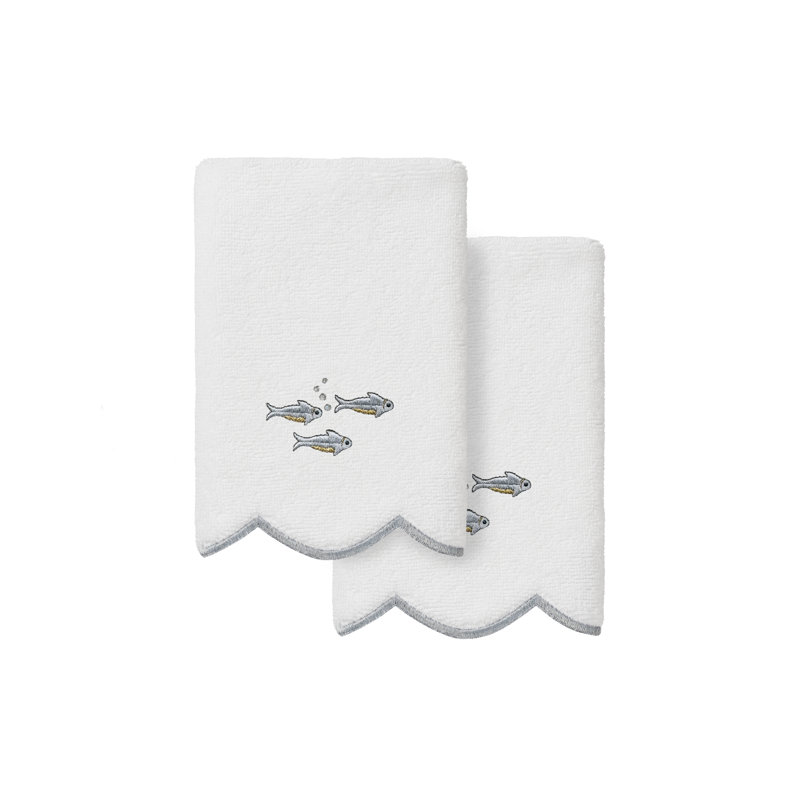 Ensemble de serviettes 100% lin Linum Home, Blanc / Gris, Finger Tip Towel - 2 Pack