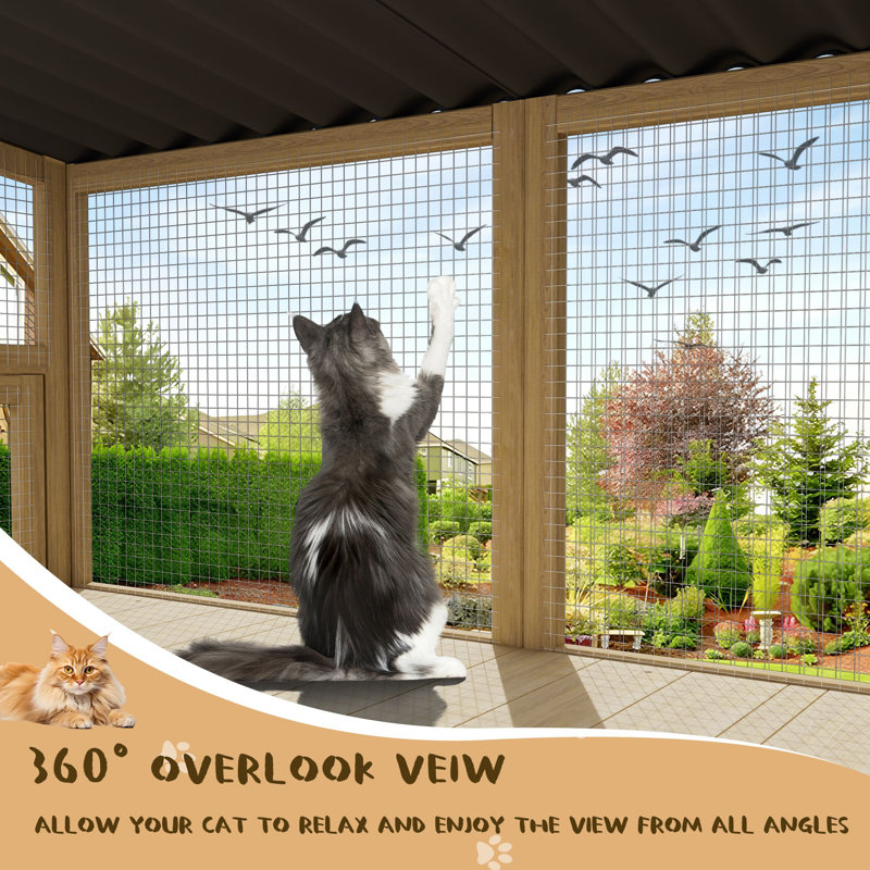 Expandable Wooden Cat Window Perch with Metal Mesh
