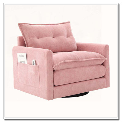 Fauteuil demi-tonneau pivotant avec base en métal massif, fauteuil d'appoint pivotant pour la chambre à coucher du salon