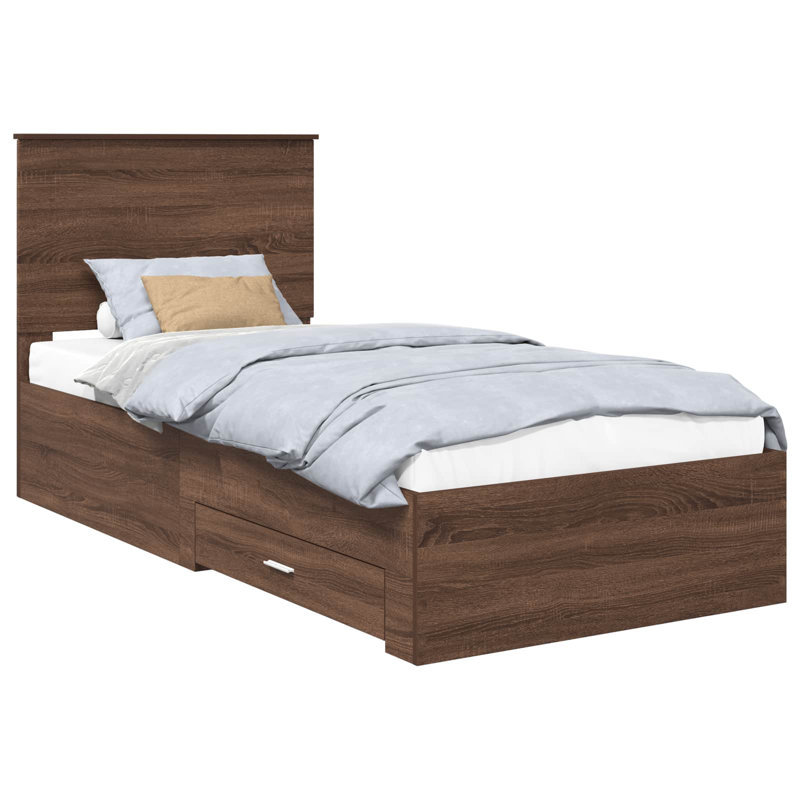 Bed, Silver/Brown Oak, Small Single (2'6)