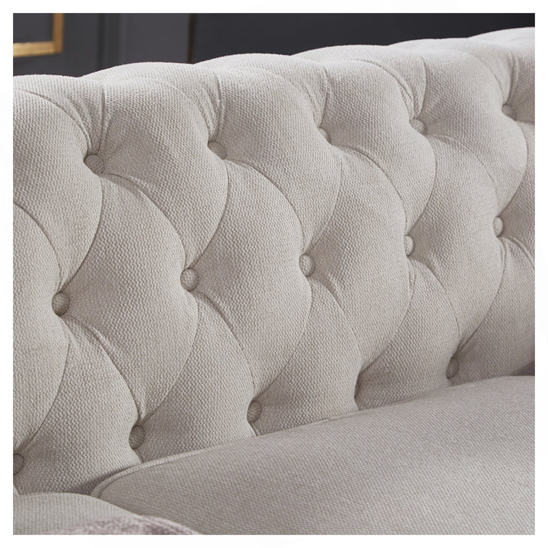 Gurnaik Upholstered 3-Seater Sofa, Beige Linen