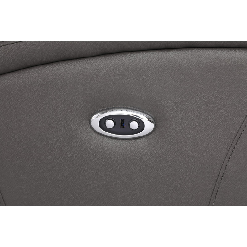 Lamiaa Faux Leather Power Recliner, Gray Faux Leather