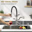 Robinet de cuisine rétractable à poignée simple avec tuyau en col de cygne et laiton massif-83315757