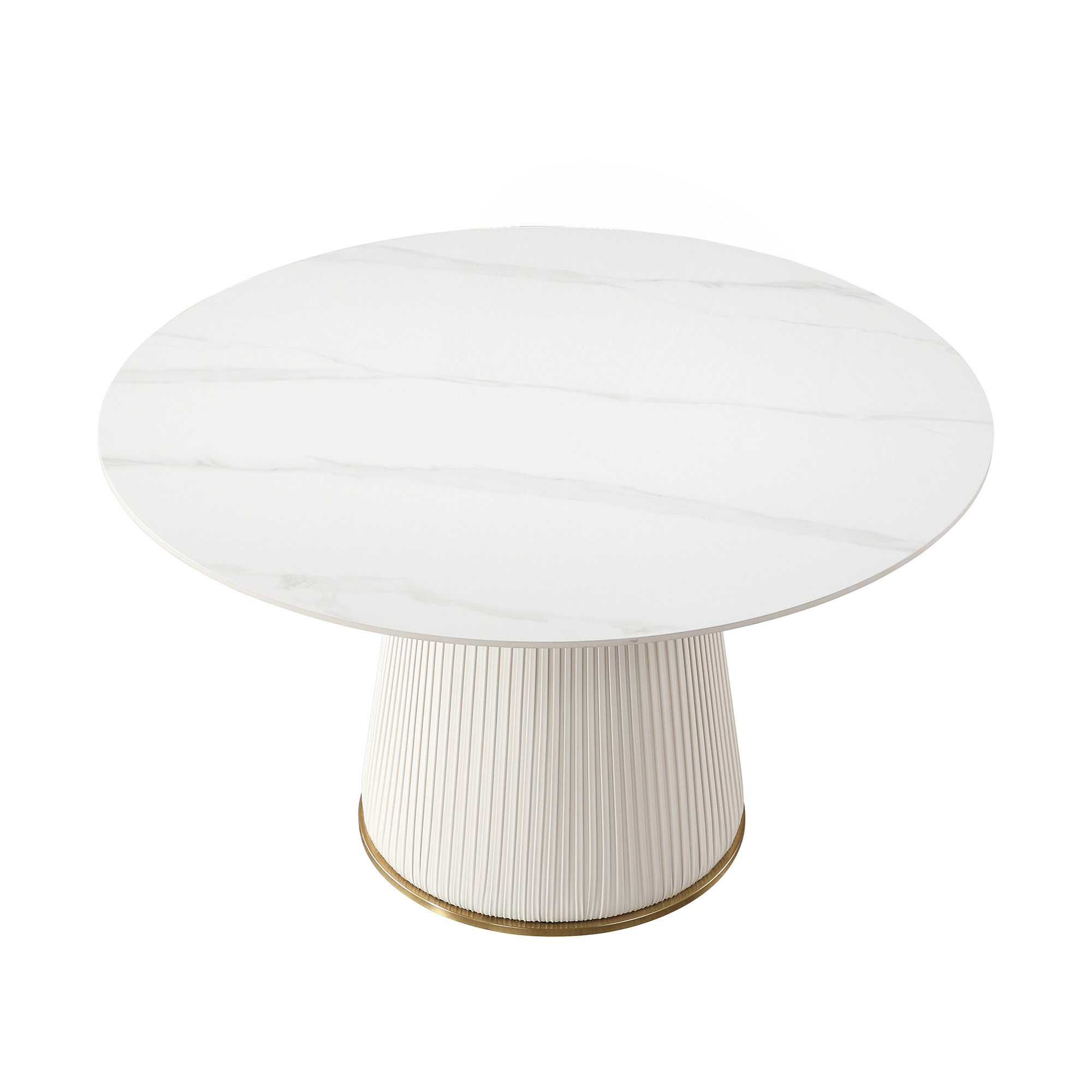 Hokku Designs 53 Inch Round Sintered Stone Carrara White Dining Table ...
