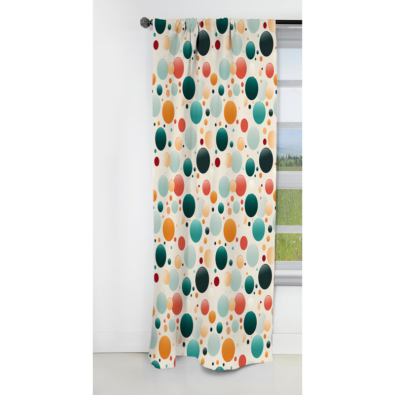 Turquoise rétro Revival Pois Delight I - rideau occultant abstrait - 1 panneaux, L 52 po x L 84 po