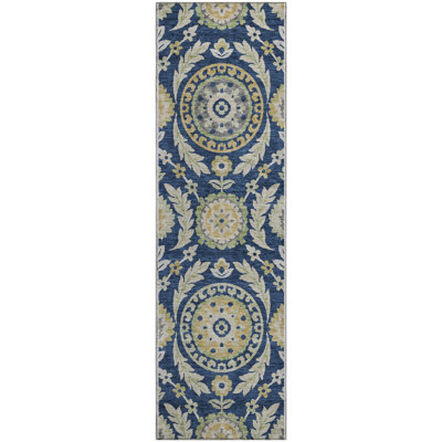 Premium Machine Washable Prisco Navy Rug