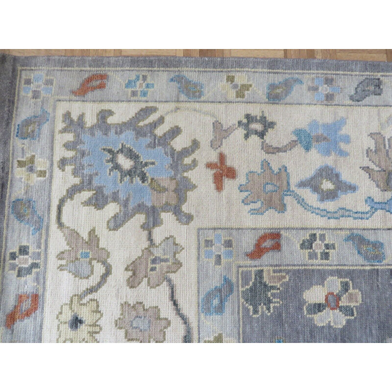 Tapis oriental gris foncé noué à la main 9 x 12 G14192