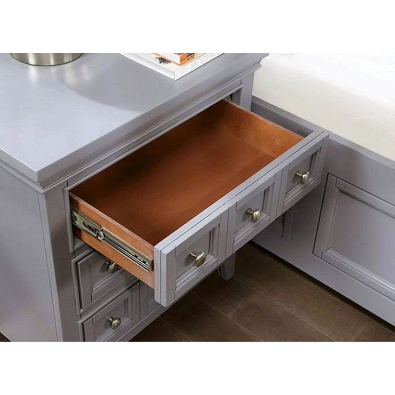Transitional Style Gray Color Solid Wood 1Pc Nightstand Only Bedroom Furniture Bedside Table Round Knobs 3-Drawers Nightstand