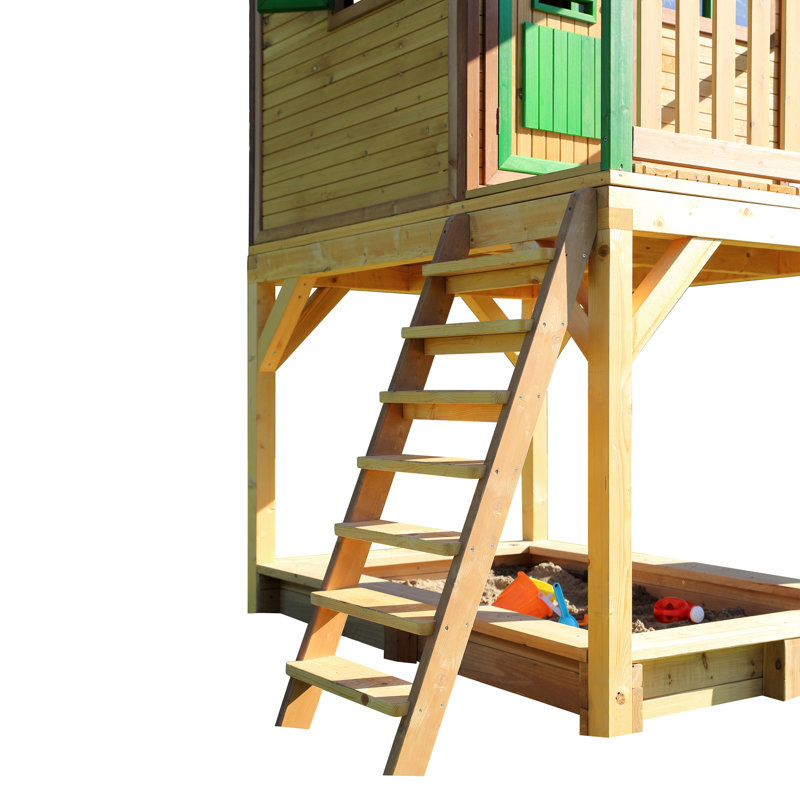 AXI 370cm W x 191cm D Outdoor Hemlock Wood Playhouse, Brown/Green/Grey
