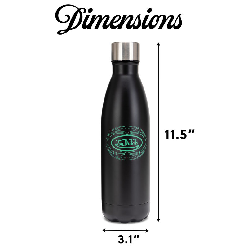 Von Dutch 24oz Venom Stripe Hydration Stainless Steel Bottle, Green