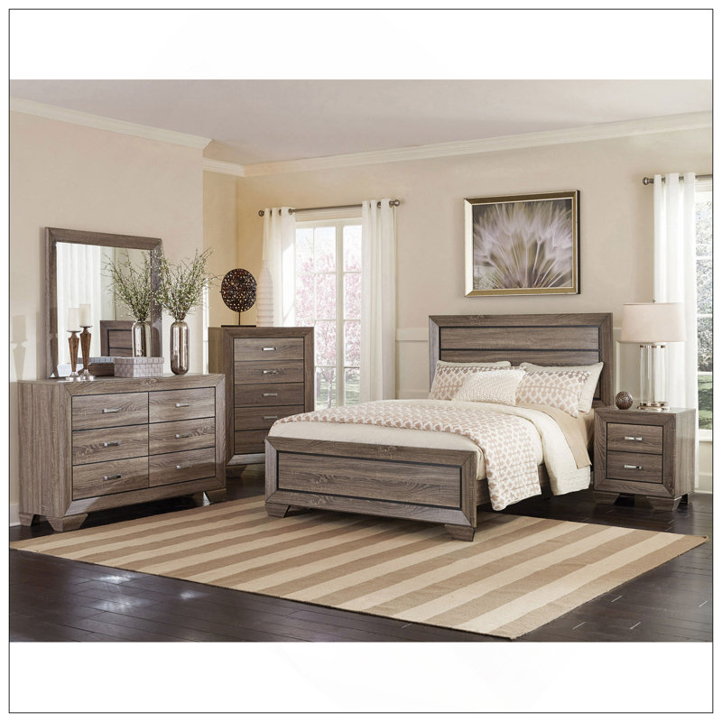 Très grand lit oriental taupe délavé avec lattes, charme rustique et élégance moderne pour un style de chambre polyvalent