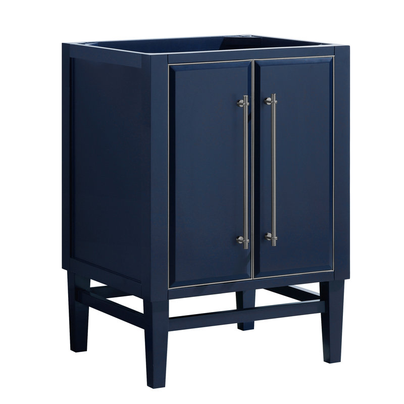 Mason 24'' W Single Bathroom Vanity Base, Navy Blue, Silver