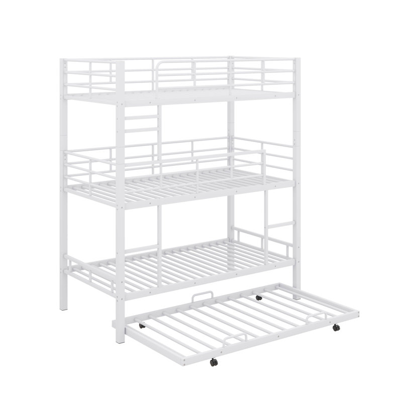 Alverne Triple Bunk Bed With Trundle, White