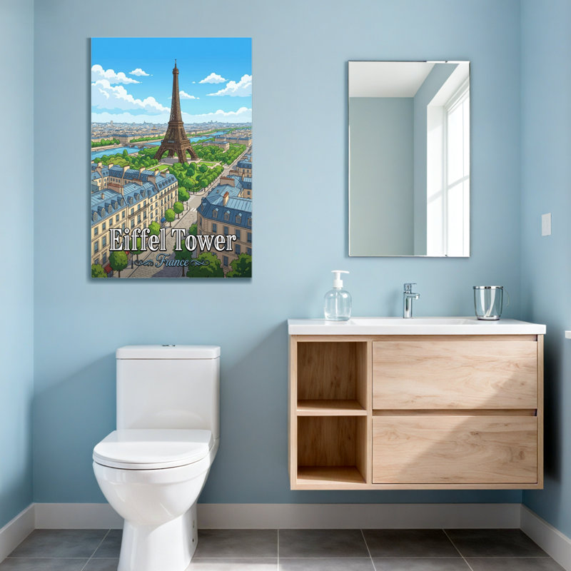 Paysages pittoresques et urbains, Tour Eiffel, Paris, France, rivière, bâtiments, verdure, H 18 po x l 12 po