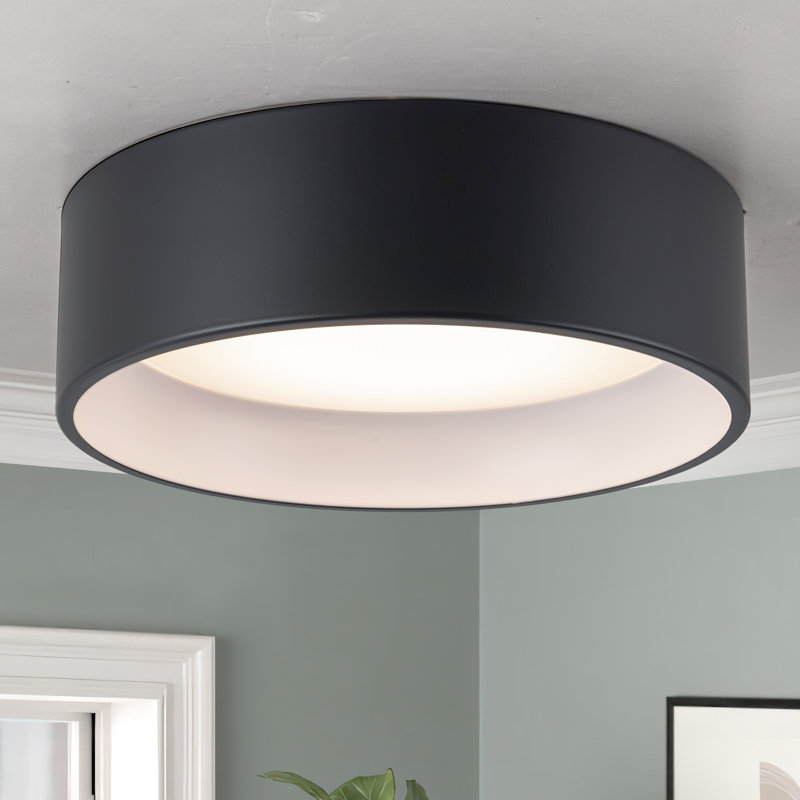 Bodine Dimmable Integrated LED Drum Flush Mount, 3.75" H x 16" W x 16" D, White