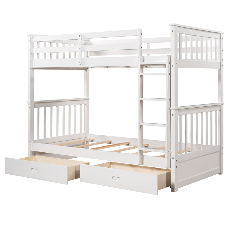 Dorethea 2 Drawer Standard Bunk Bed by Harriet Bee, White, Full Over Full