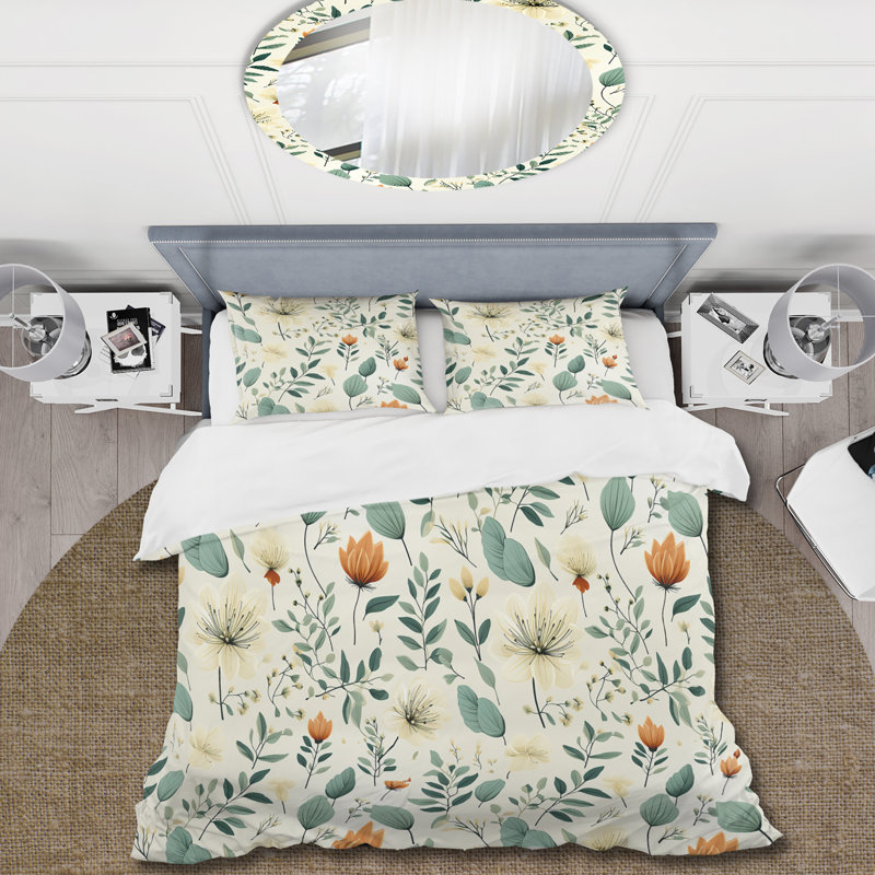 Minimalist Botanicals - Ensemble de housse de couette botanique - Microfibre de polyester
