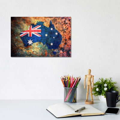 Australia Flag Map by Michael Tompsett - Wrapped Canvas Painting