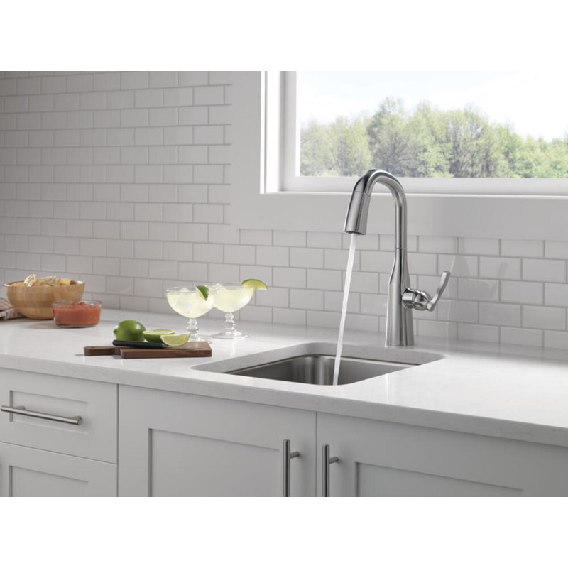 Robinet de bar escamotable Stryke avec technologie Diamond Seal et avec accessoires, Acier arctique