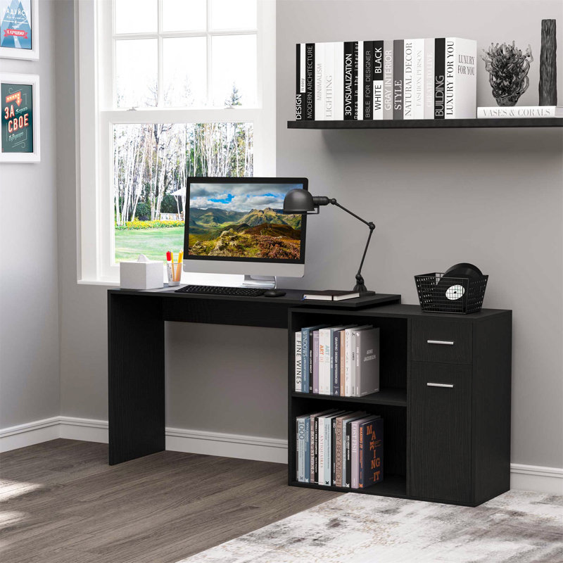 Alohi L-Shaped Executive Desk, Black