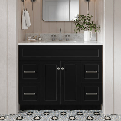Partham 43'' Single Bathroom Vanity with Carrara Marble Top