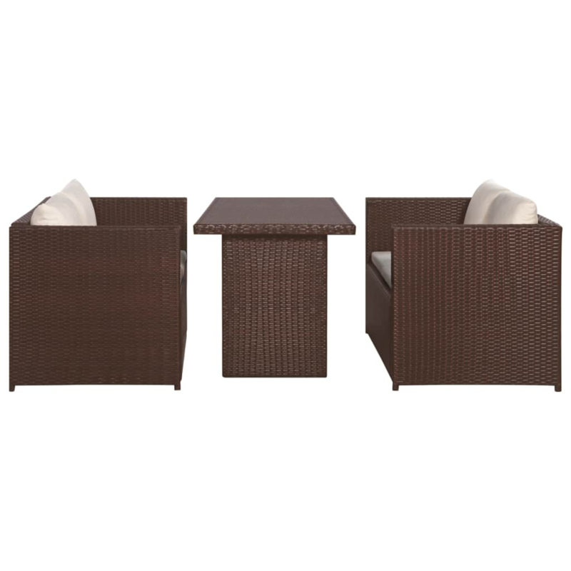Darnley 3 Piece Deep seating with Cushions, Cream White, Brown