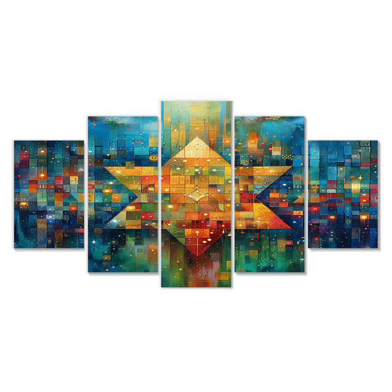 Maitland - art mural géométrique pour le salon, 5 pièces