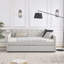 Daybed with Twin Size Trundle Upholstered Tufted Sofa Bed,Waved Shape Arms-652409544